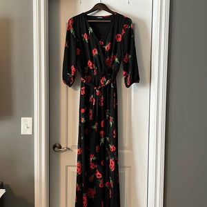 Express floral belted maxi dress. Medium. Worn once